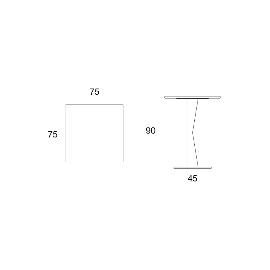 Hoge vierkante salontafel in hellend metaal en mat keramiek blad - Coriko Viadurini