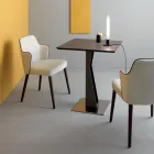 Hoge vierkante salontafel in hellend metaal en mat keramiek blad - Coriko Viadurini