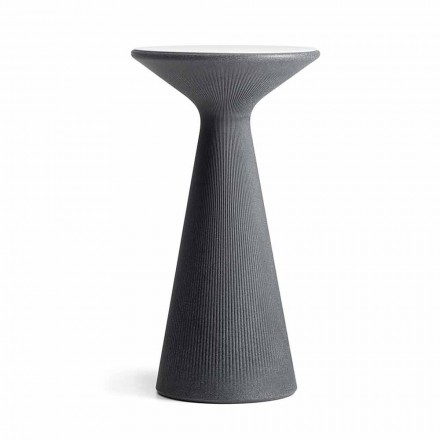 Hoge ronde salontafel voor buiten in polyethyleen en HPL Made in Italy - Desmond Viadurini