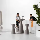 Hoge ronde salontafel voor buiten in polyethyleen en HPL Made in Italy - Desmond Viadurini