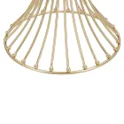 Ronde hoge salontafel in goudkleurig ijzer met bollen en blad van gerookt glas - Dexter Viadurini