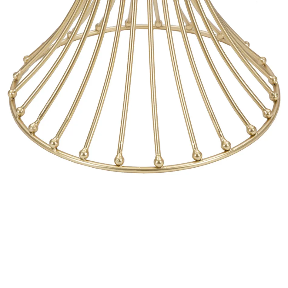 Ronde hoge salontafel in goudkleurig ijzer met bollen en blad van gerookt glas - Dexter Viadurini