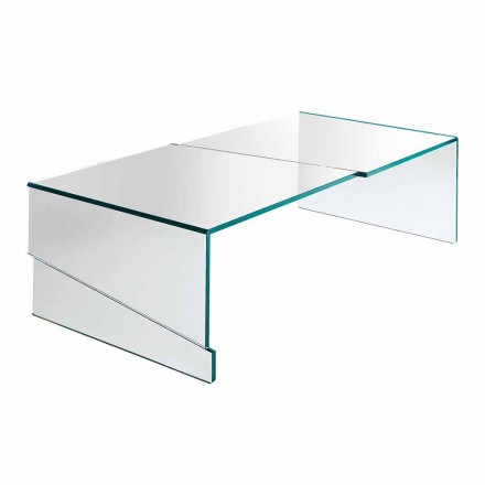 Lage salontafel voor woonkamer in vrijdragend transparant glas - Korting Viadurini