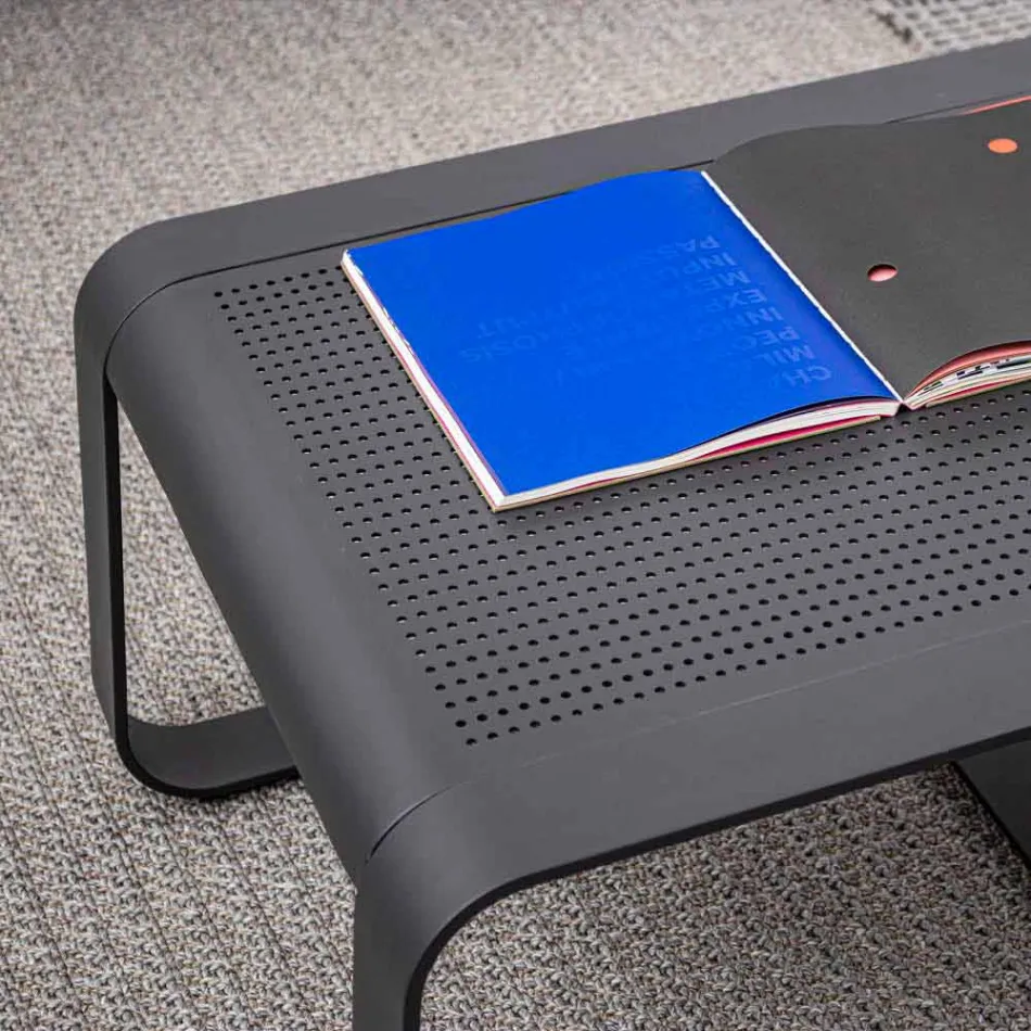 Lage buitentafel in wit of antraciet geverfd aluminium - Aniello Viadurini