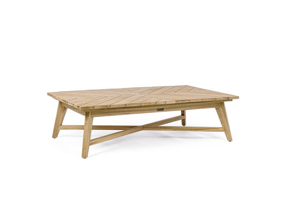 Lage rechthoekige salontafel voor buiten in teakhout, Homemotion - Stuart Viadurini
