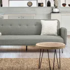 Lage tafel voor woonkamer in aluminium en blad in natuurlijk hout - Crotone Viadurini