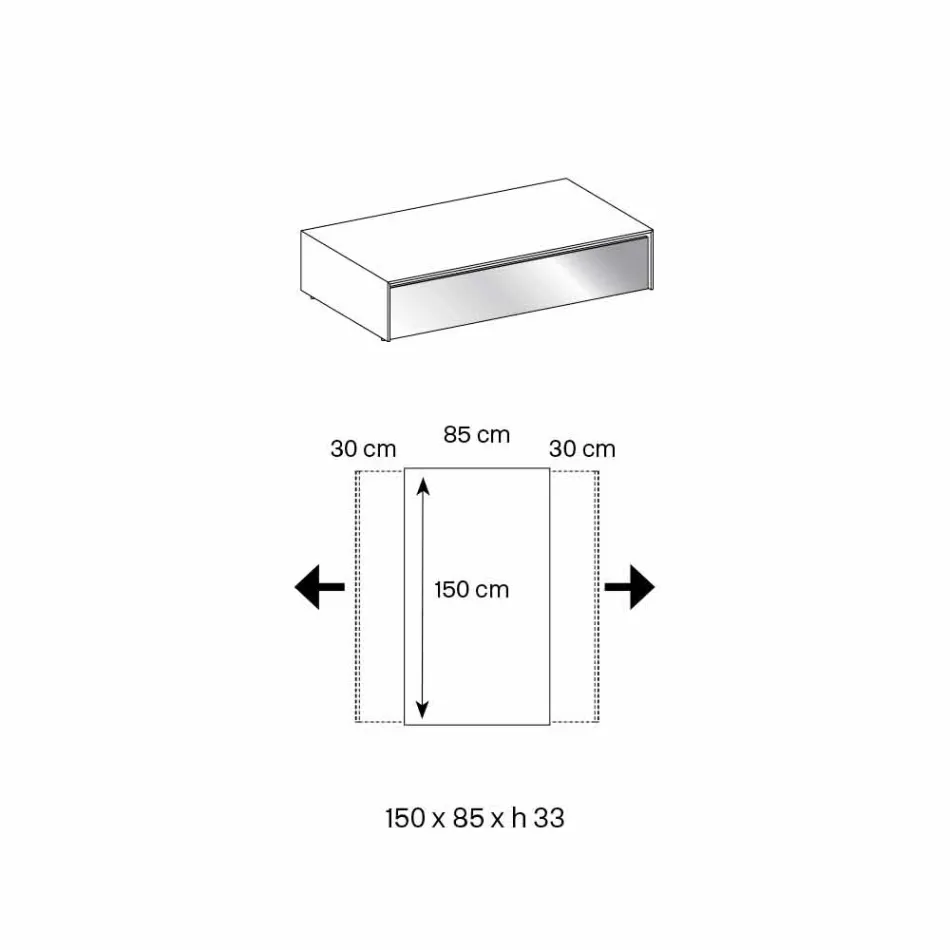Lage salontafel in rookglas en houten lades 3 maten - Mantra Viadurini
