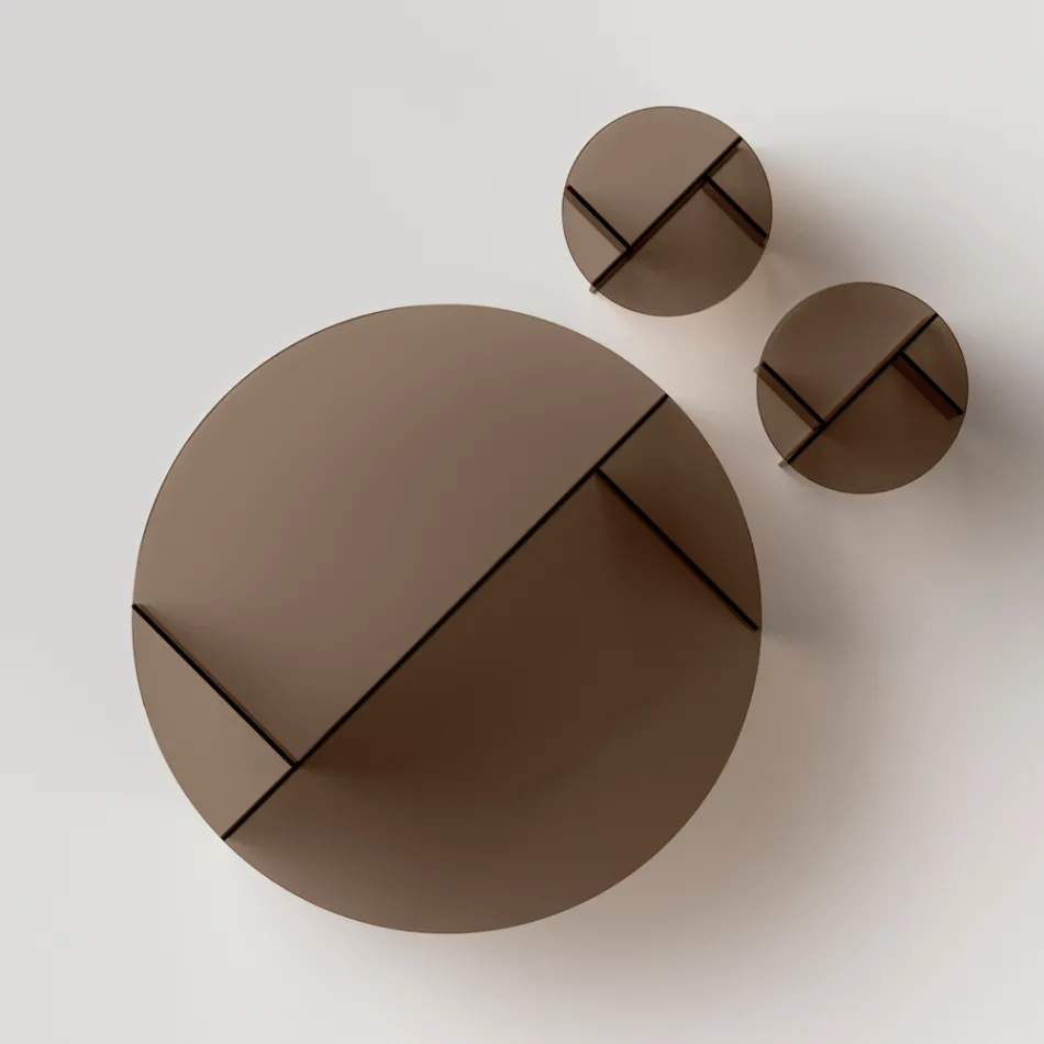 Salontafel Laris van bronskleurig glas met een verfijnd design, gemaakt in Italië. Viadurini