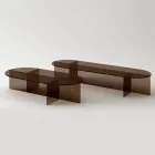 Salontafel Laris van bronskleurig glas met een verfijnd ontwerp, gemaakt in Italië. Viadurini