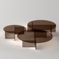 Salontafel Laris van bronskleurig glas met een verfijnd design, gemaakt in Italië.
