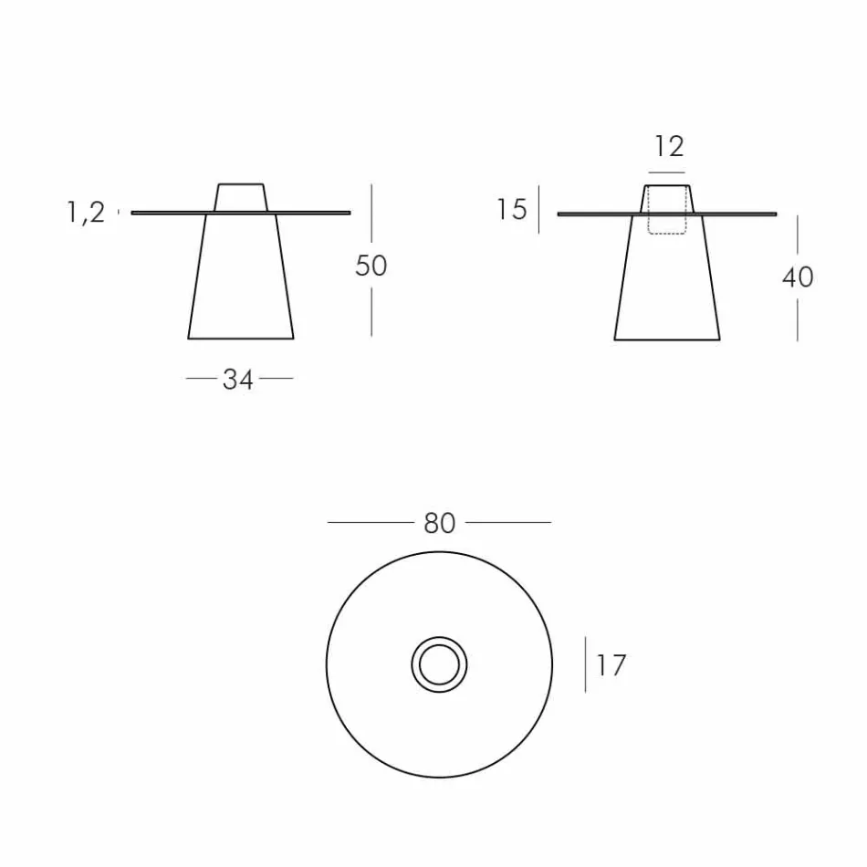 Schuif Peak lage tafel (H50) polyethyleen en glas gemaakt in Italië Viadurini