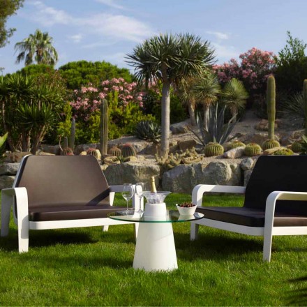 Schuif Peak lage tafel (H50) polyethyleen en glas gemaakt in Italië Viadurini