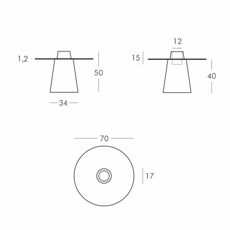 Schuif Peak lage tafel (H50) polyethyleen en glas gemaakt in Italië Viadurini