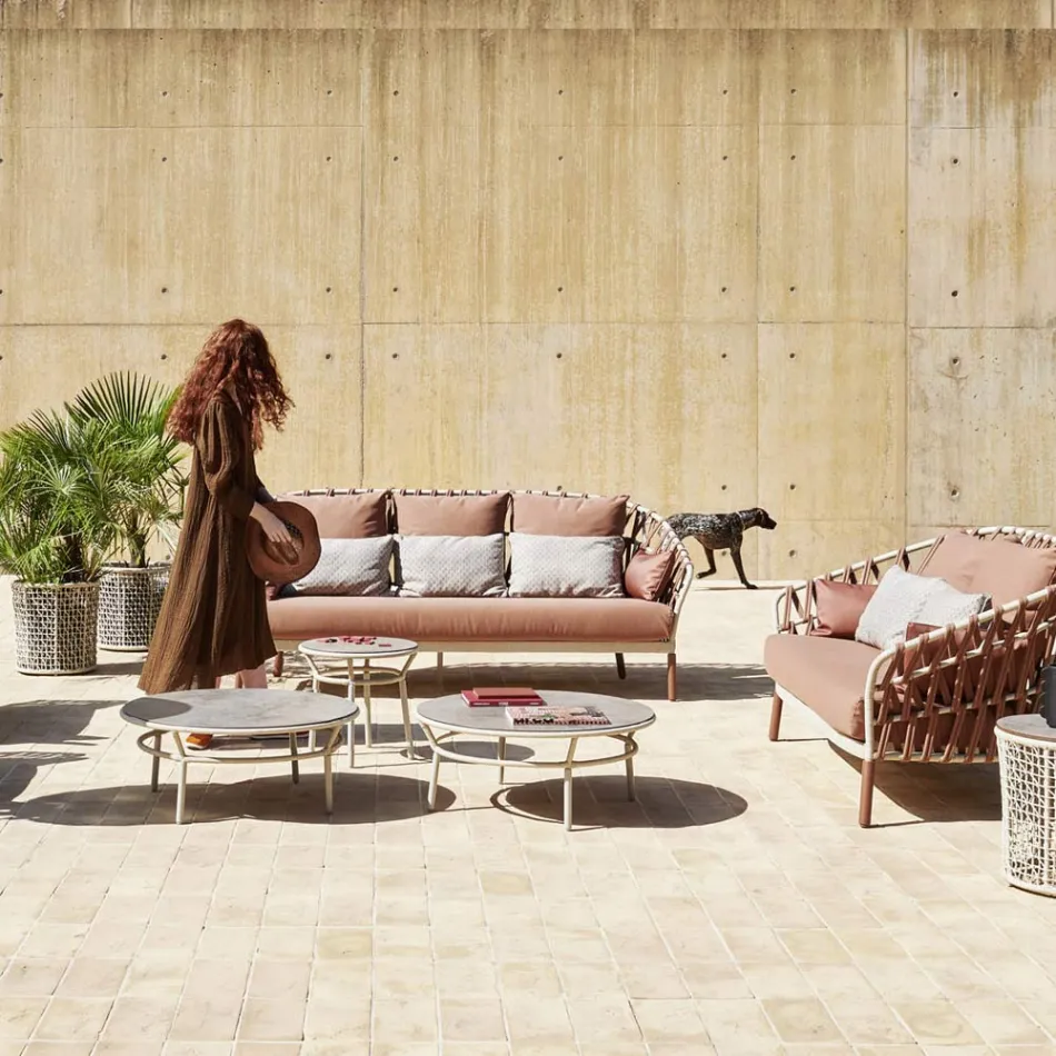 Laag tafelblad Hpl of keramiek Made in Italy - Emmacross door Varaschin Viadurini