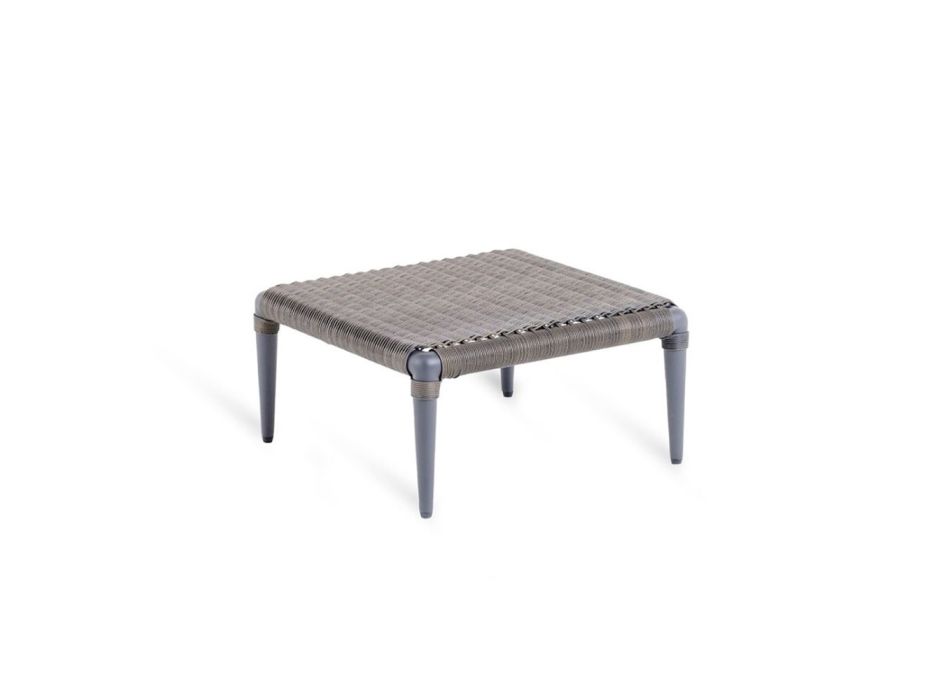 Lage vierkante salontafel voor buiten in aluminium en WaProLace Made in Italy - Marissa Viadurini