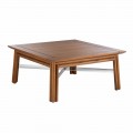 Lage vierkante salontafel voor buiten in natuurlijk hout of zwart design - Suzana