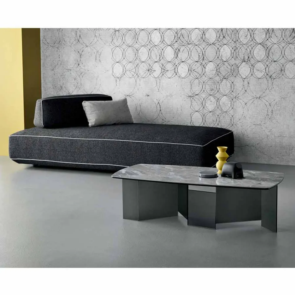 Lage salontafel woonkamer keramisch blad en rookglazen poten 3 maten - willekeurig Viadurini