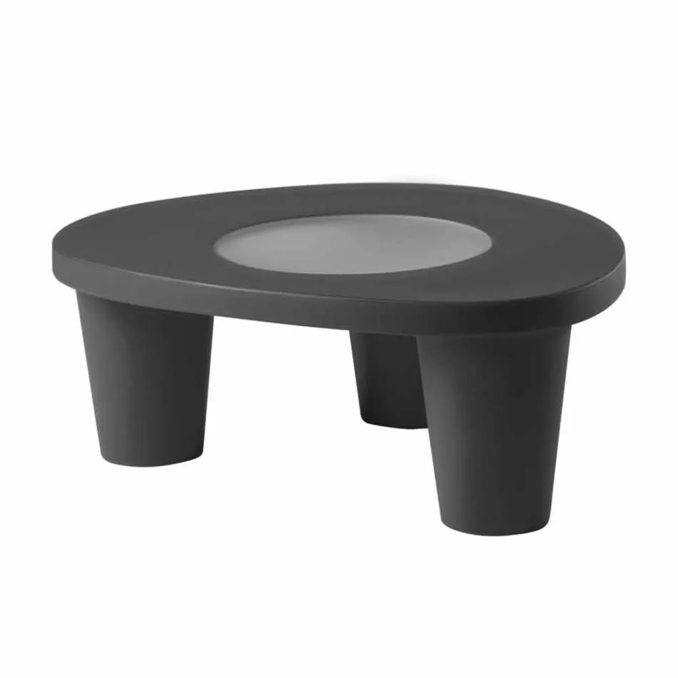 Laag Lage tafel Schuif Laag Lita Tafel polyethyleen en glas gemaakt in Italië Viadurini