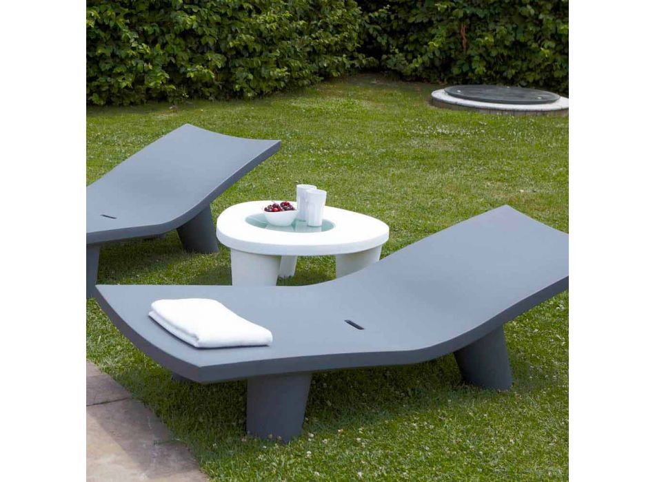 Laag Lage tafel Schuif Laag Lita Tafel polyethyleen en glas gemaakt in Italië Viadurini