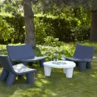 Laag Lage tafel Schuif Laag Lita Tafel polyethyleen en glas gemaakt in Italië Viadurini