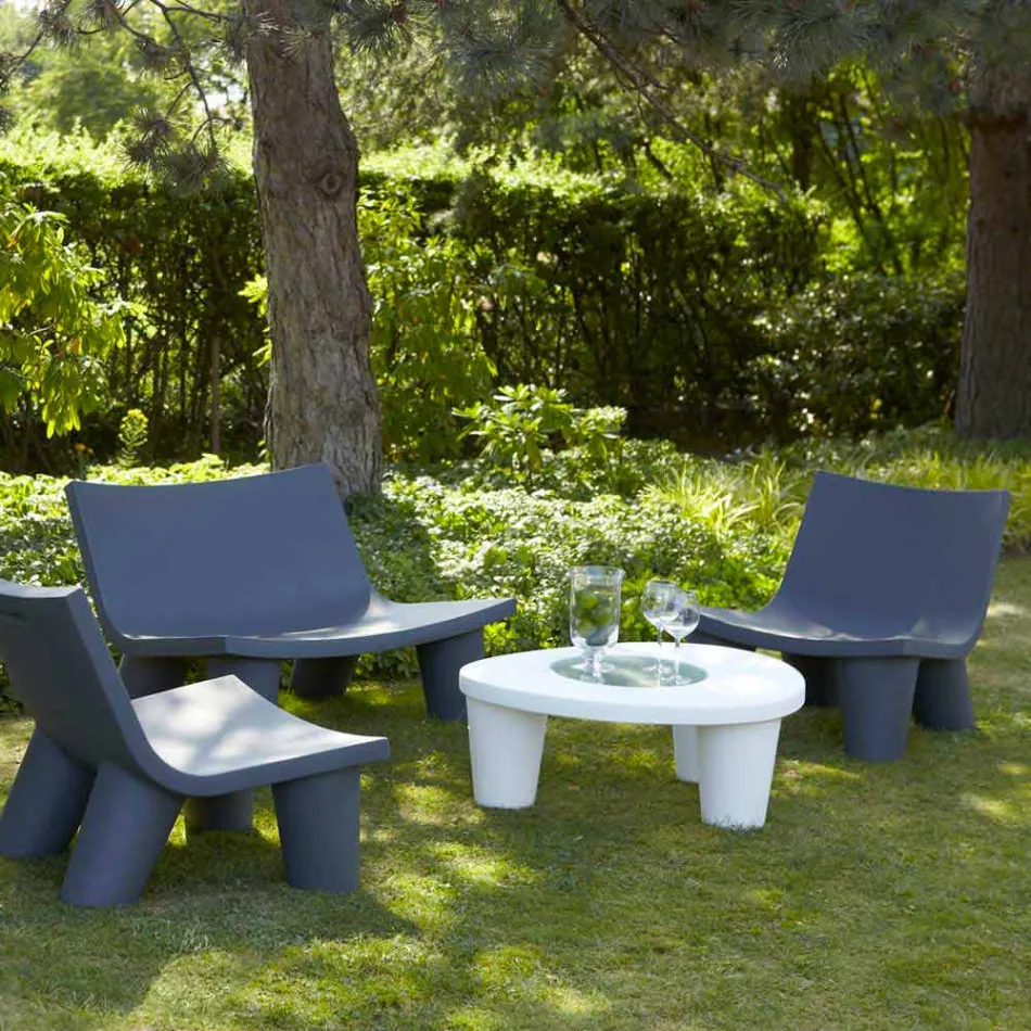 Laag Lage tafel Schuif Laag Lita Tafel polyethyleen en glas gemaakt in Italië Viadurini