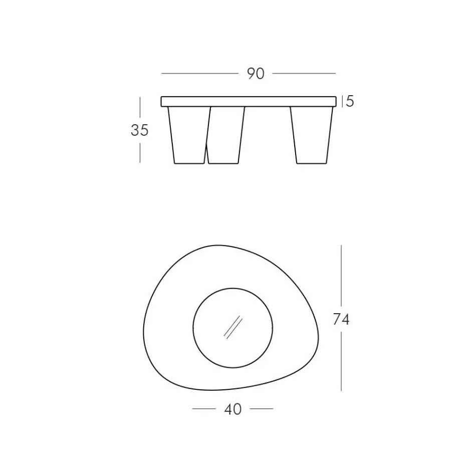 Laag Lage tafel Schuif Laag Lita Tafel polyethyleen en glas gemaakt in Italië Viadurini