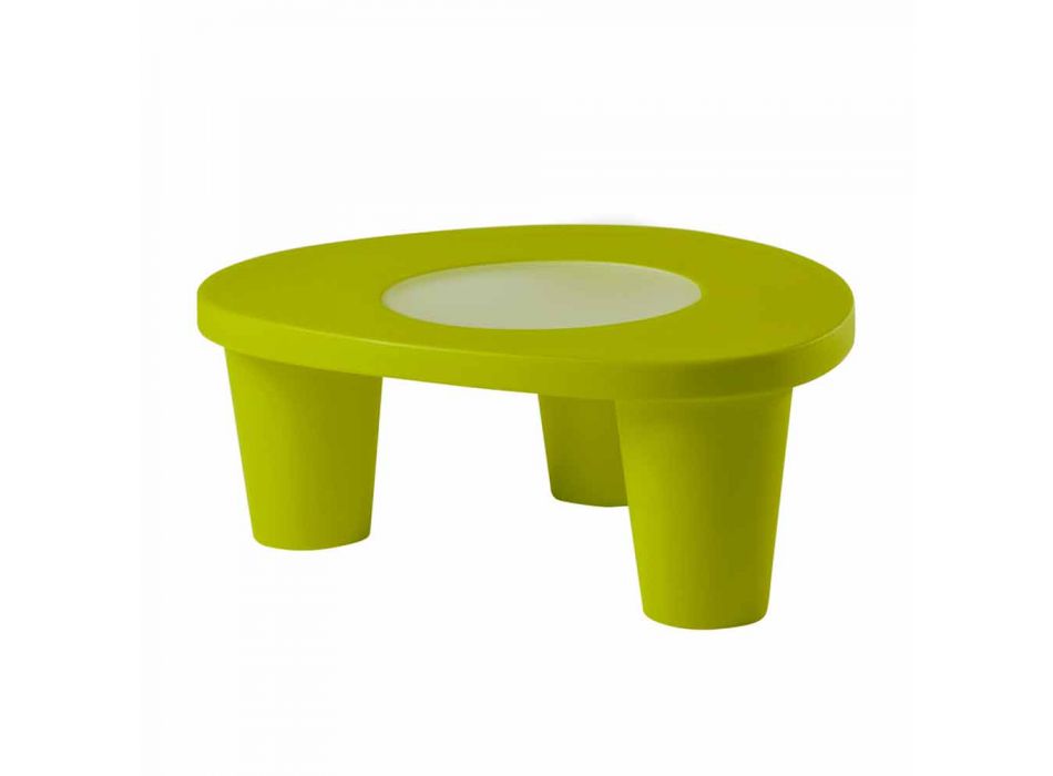 Laag Lage tafel Schuif Laag Lita Tafel polyethyleen en glas gemaakt in Italië Viadurini