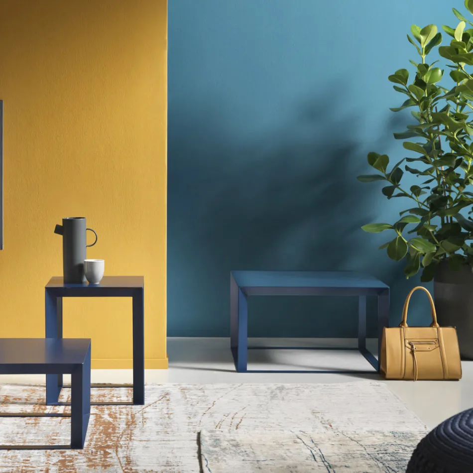 Vierkante metalen salontafel in 2 maten - Josyane Viadurini