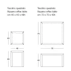 Vierkante metalen salontafel in 2 maten - Josyane Viadurini