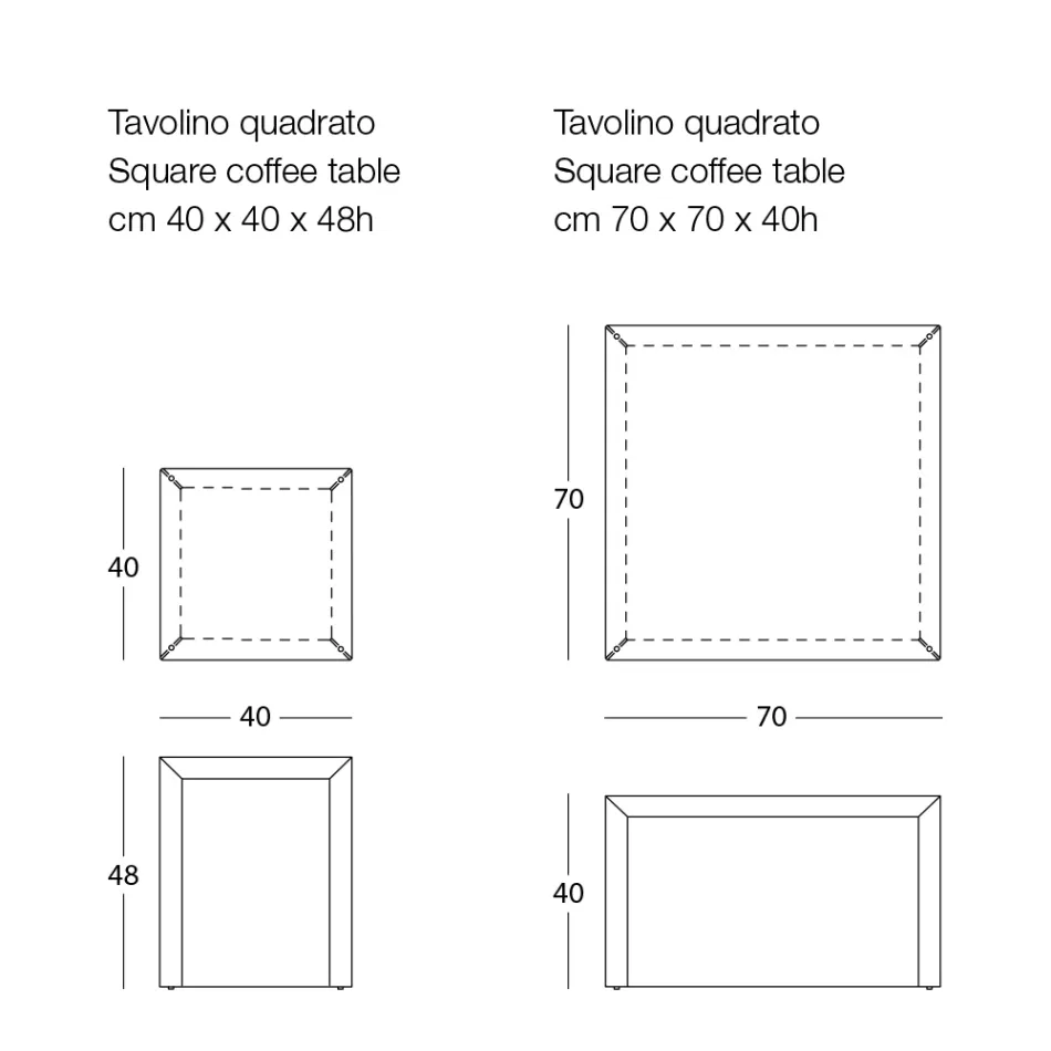 Vierkante metalen salontafel in 2 maten - Josyane Viadurini