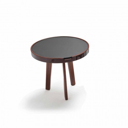Cocktail tafel met zwart lederen top design, een diameter van 60cm, Selmo Viadurini