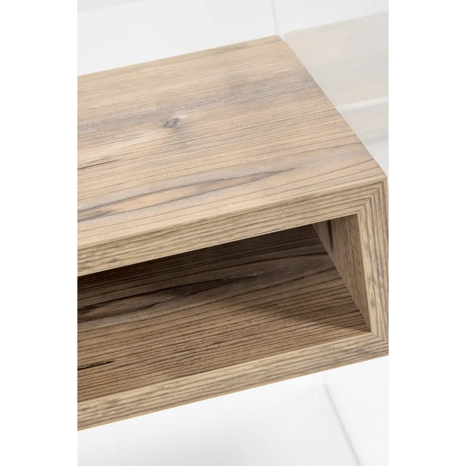 Recyclebaar nachtkastje in transparant plexiglas en hout - Pascoli Viadurini