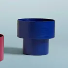 Rond nachtkastje met modern design in bordeaux of blauw hout - Vinnie Viadurini