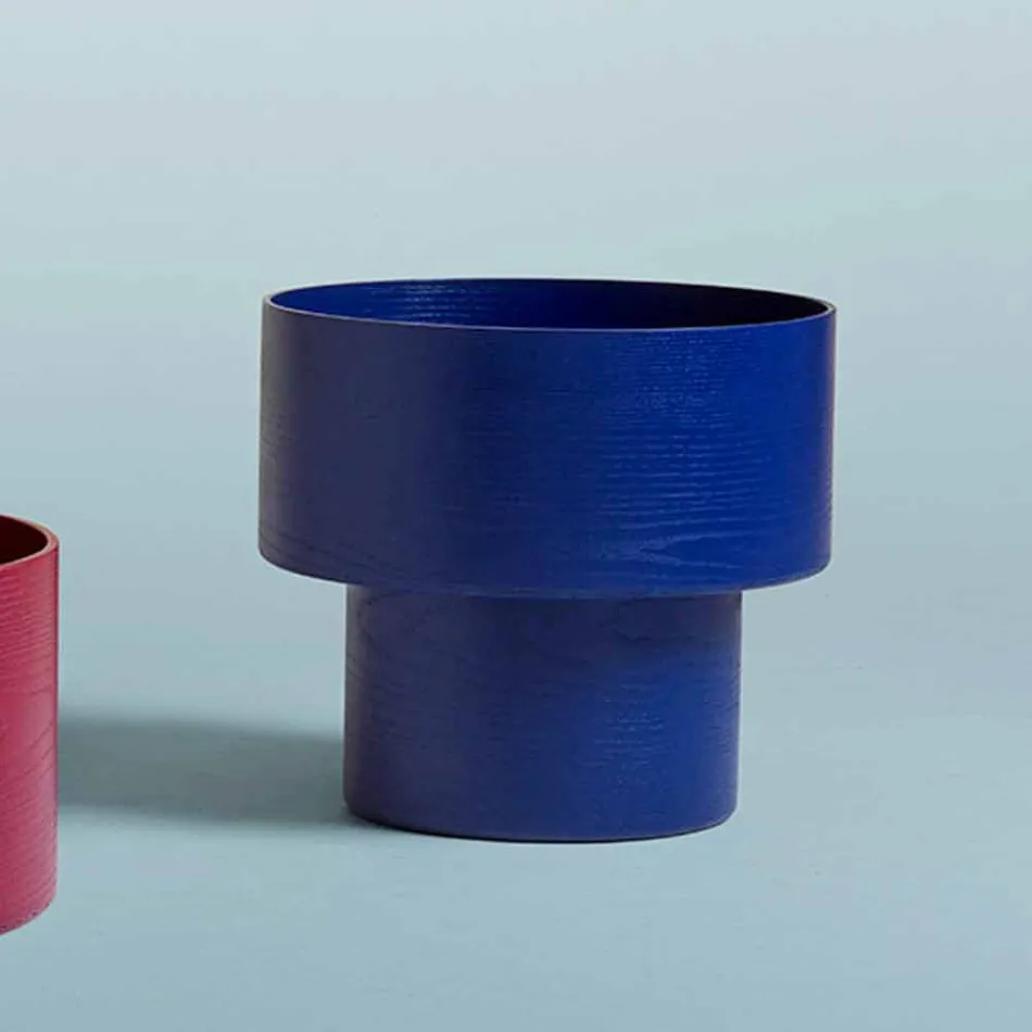 Rond nachtkastje met modern design in bordeaux of blauw hout - Vinnie Viadurini