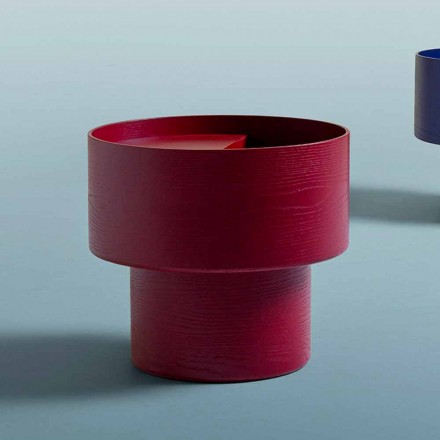Rond nachtkastje met modern design in bordeaux of blauw hout - Vinnie Viadurini