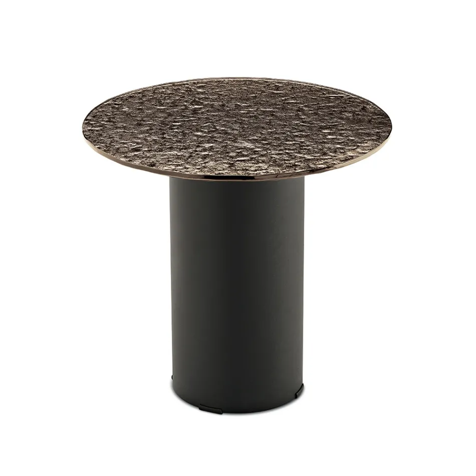 Salontafel met metalen onderstel en spiegel- of glazen blad van Ø45 cm - Flaminia Viadurini