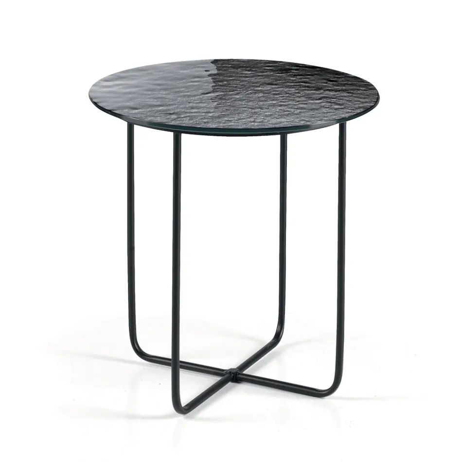 Salontafel met spiegel en keramisch blad met marmerlook, gemaakt in Italië - Giusta Viadurini