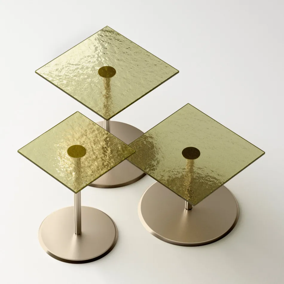 Salontafel met vierkant blad van glas of metaal Made in Italy - Anakin Viadurini