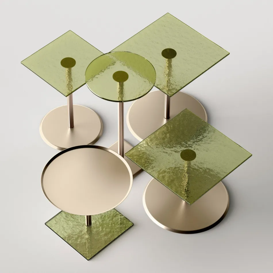 Salontafel met vierkant glas of metalen blad Made in Italy - Anakin Viadurini