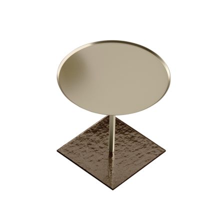 Salontafel met rond blad van glas of metaal Made in Italy - Anakin Viadurini