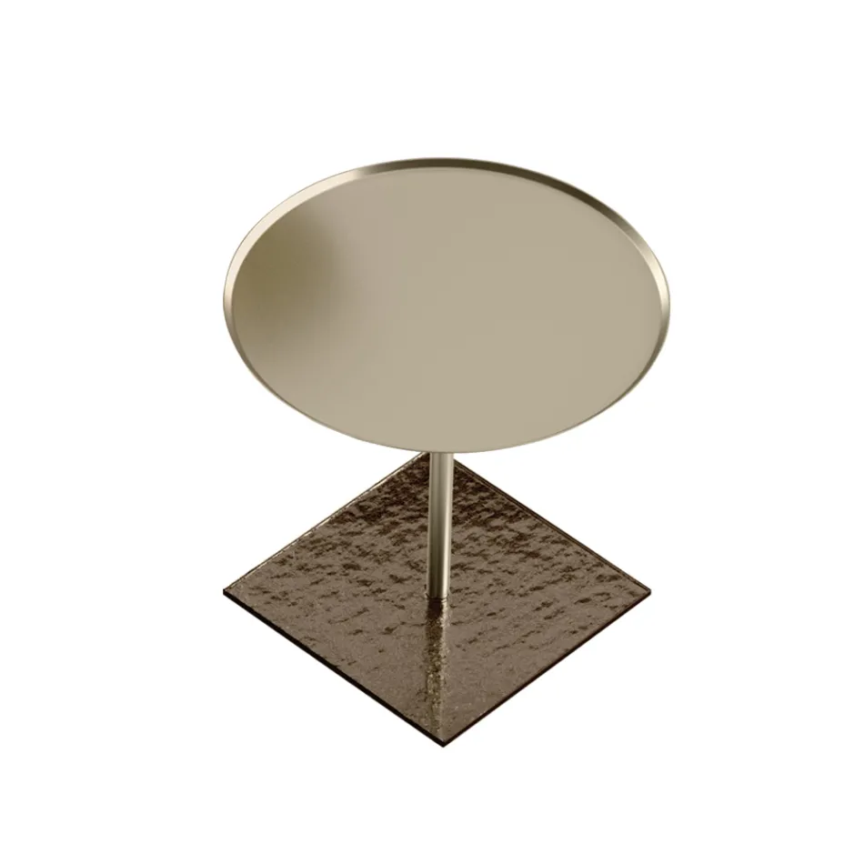 Salontafel met rond blad van glas of metaal Made in Italy - Anakin Viadurini
