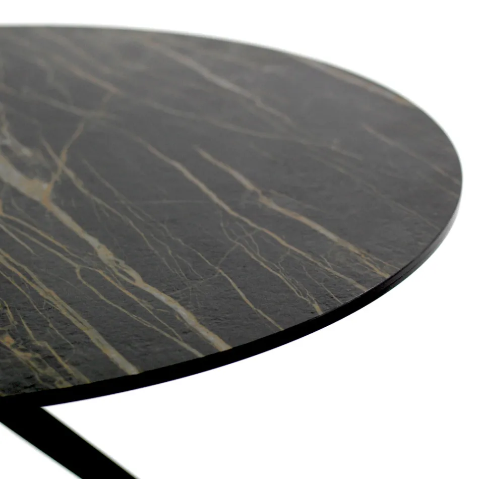 Salontafel met rond blad Gemaakt in steengoed Made in Italy - Siste Viadurini