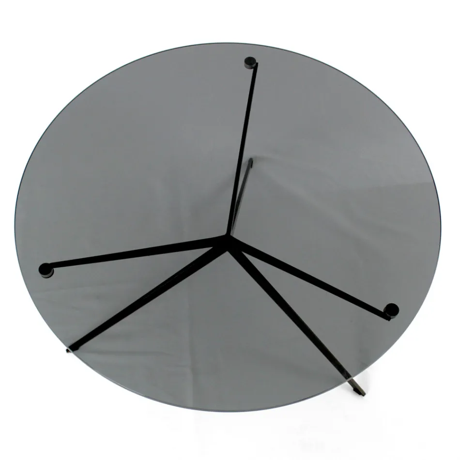 Salontafel met rond blad van glas Made in Italy - Siste Viadurini