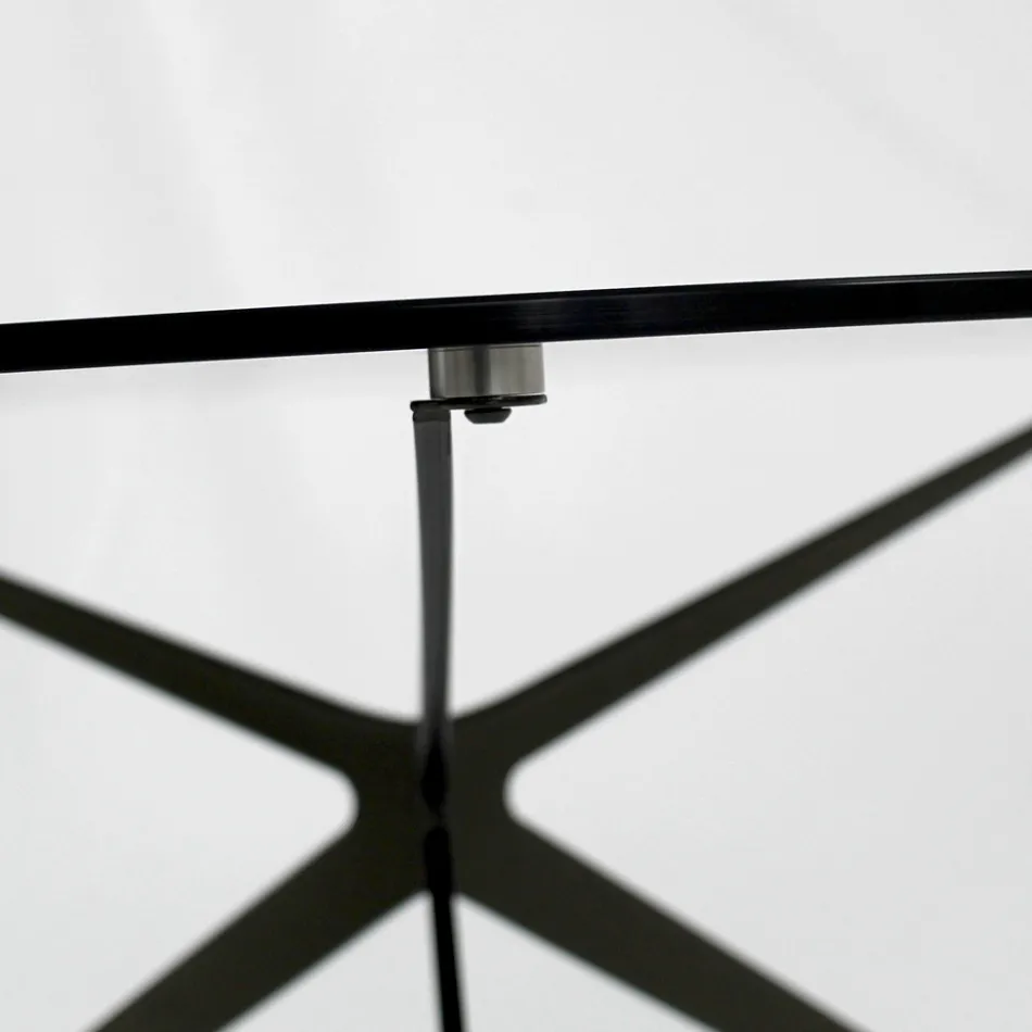 Salontafel met rond blad van glas Made in Italy - Siste Viadurini