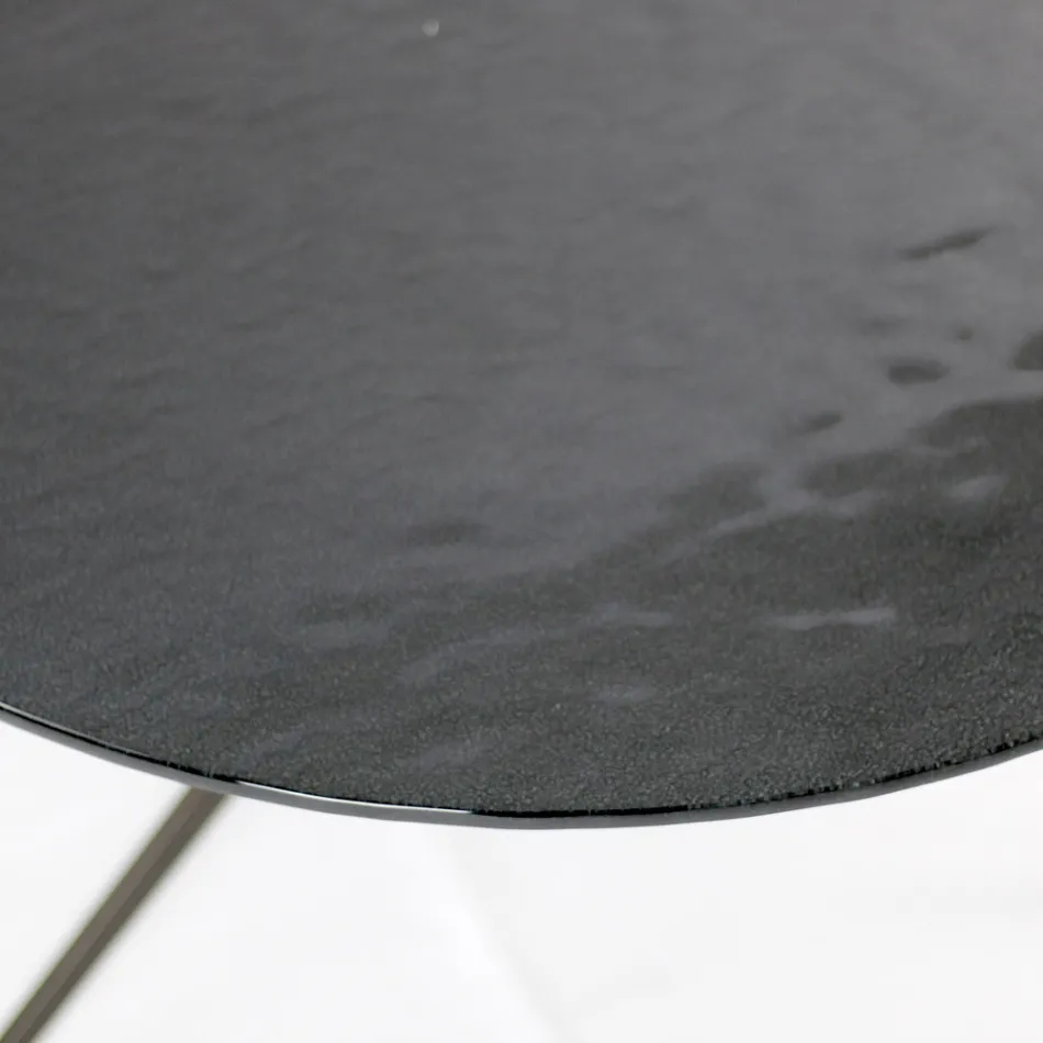 Salontafel met rond blad van glas Made in Italy - Siste Viadurini