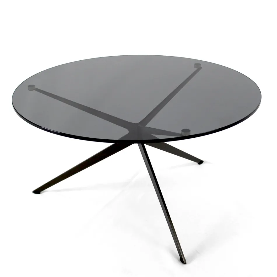 Salontafel met rond blad van glas Made in Italy - Siste Viadurini