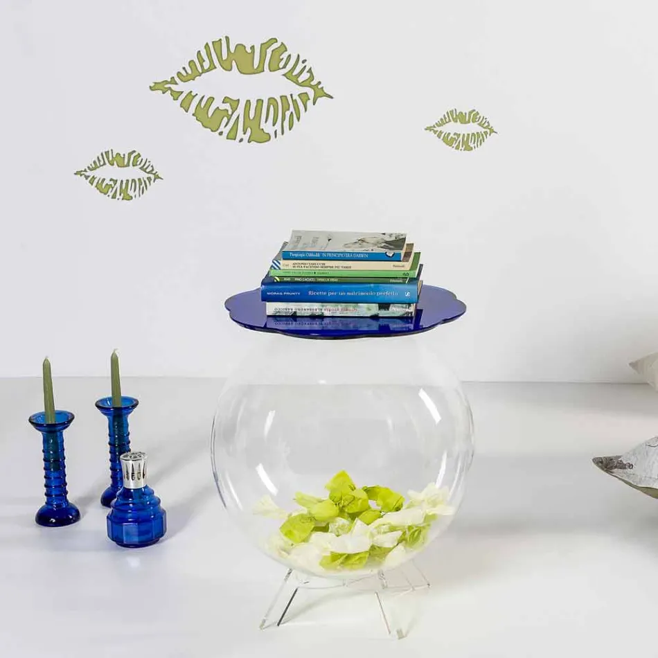 Salontafel / ronde blauwe container Biffy, modern design made in Italy Viadurini