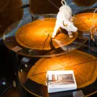 Salontafel Lage koffie met ontwerp glas en houten vloer Bigo Viadurini