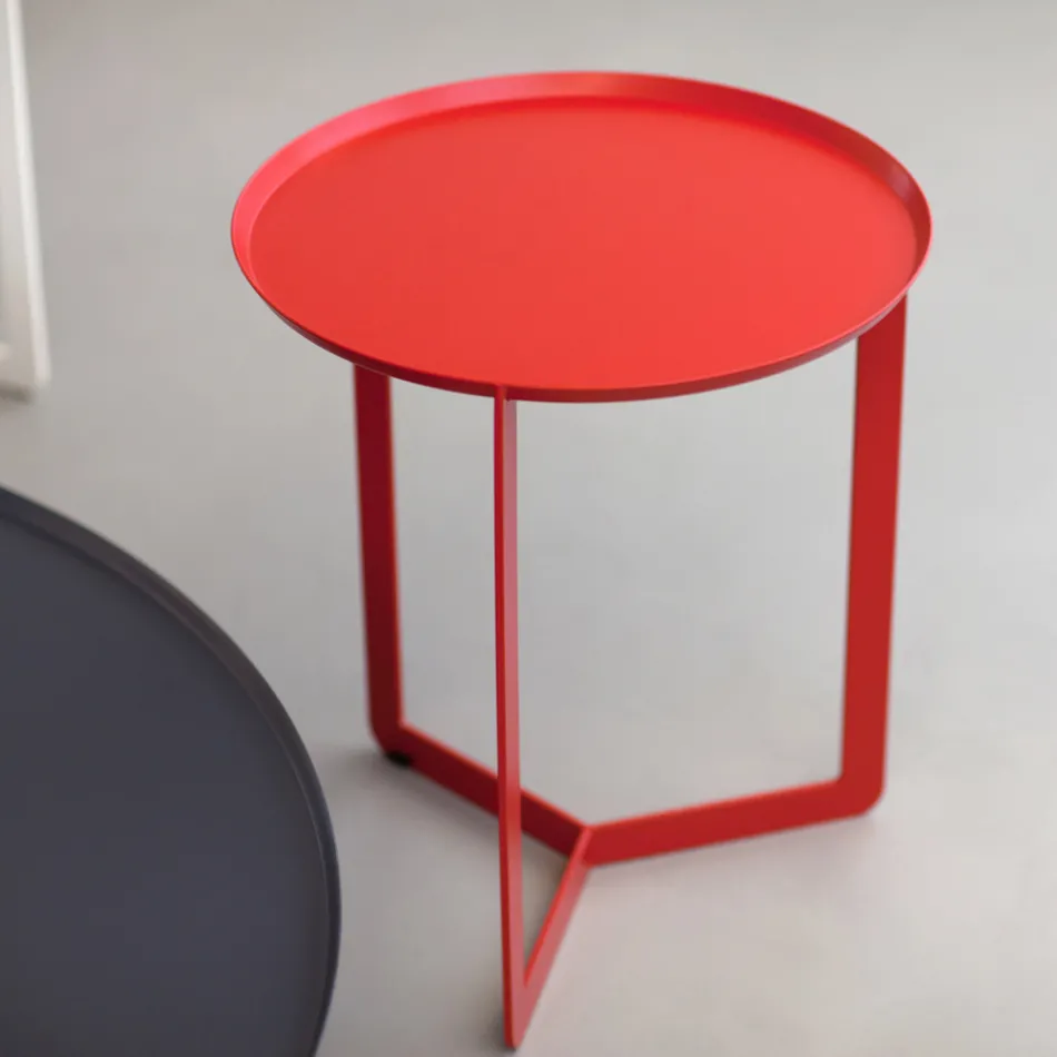 Ronde metalen salontafel voor buiten gemaakt in Italië - Stephane Viadurini