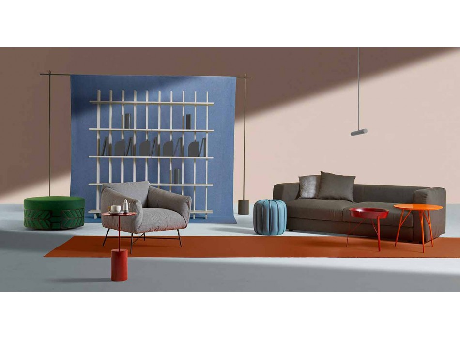 Salontafel voor woonkamer in staal en gekleurd hout Modern design - Cocoon Viadurini
